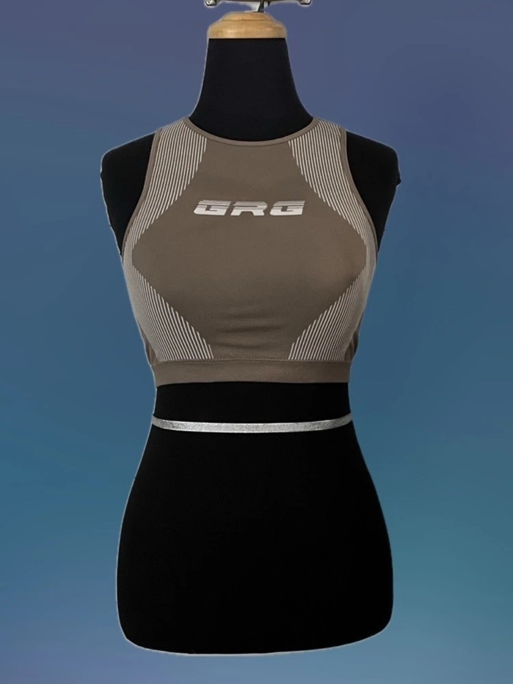 Garage GRG Seamless Crop Tank Top in Brown & Gray